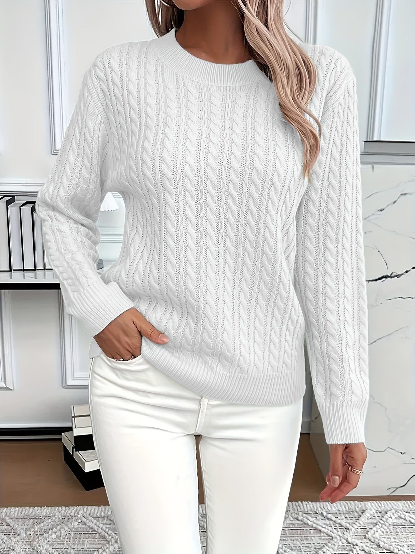 Cable knit sweater for women - Soft and elegant sweater for spring and autumn