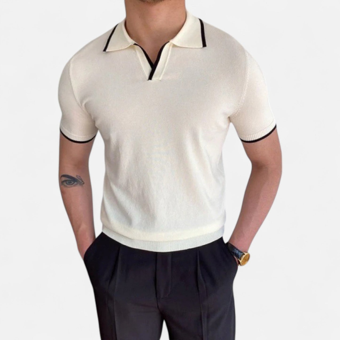 Ancient World | Men's V-Neck Polo – Discreet Luxury, Classic Elegance "Old Money"