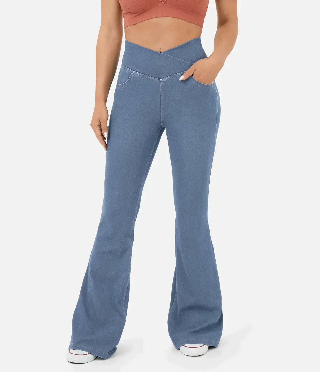Women’s High-Waisted Flare Trousers | Stretch