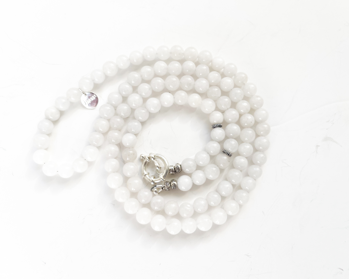Beatrix | Women's Necklace Agate White with Interchangeable Ring