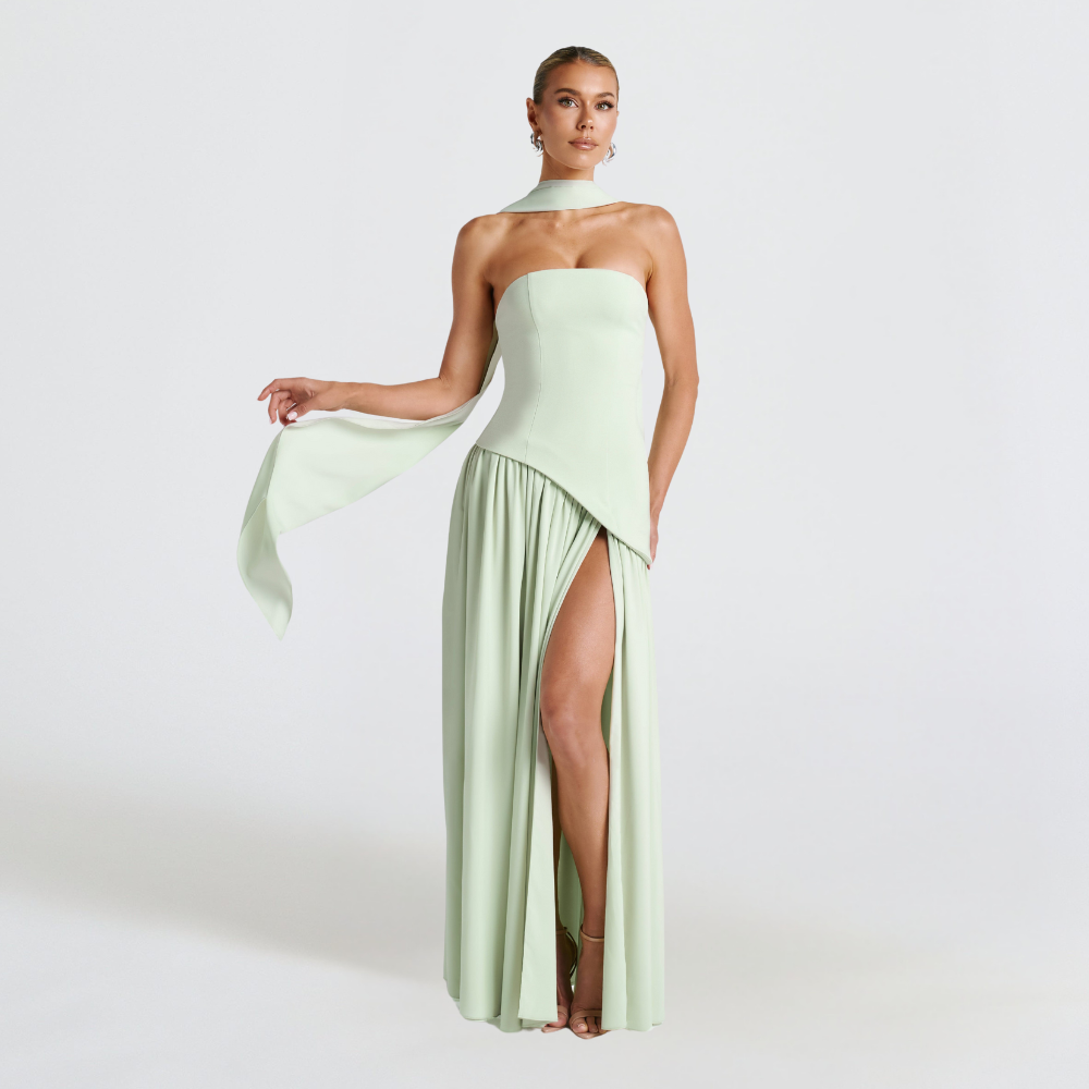 Vania | Strapless Evening Dress – Sexy Elegance With High Slit