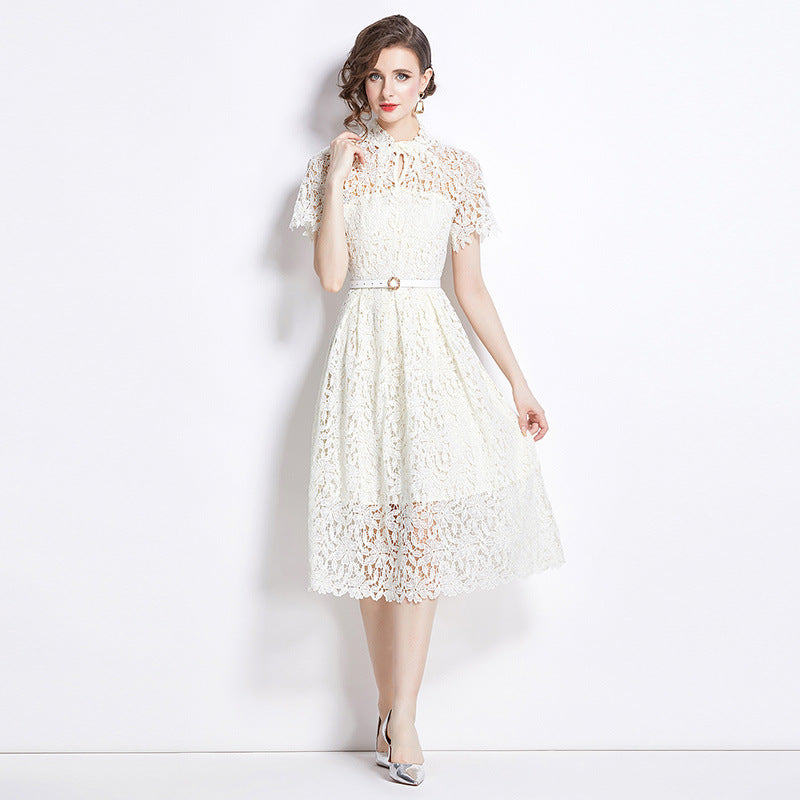 Elegant Lace Midi Dress for Weddings and Parties – TrendAura