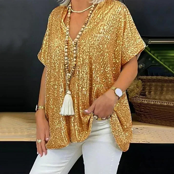 Eloura-Moda | V neck blouse with sequins