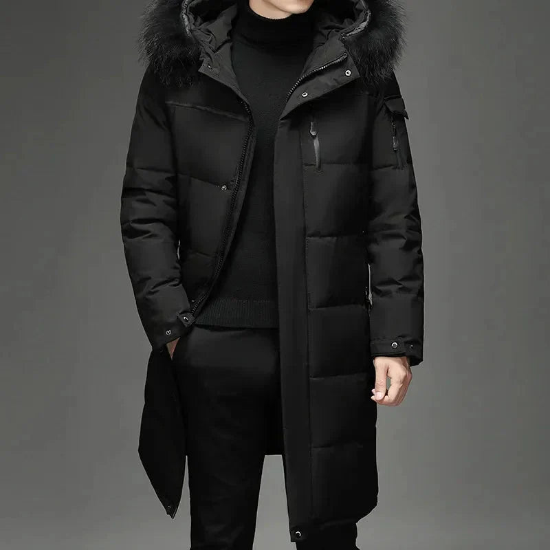 Djamel | Long Winter Coat for Men with Hood — Warmth & Refined Look