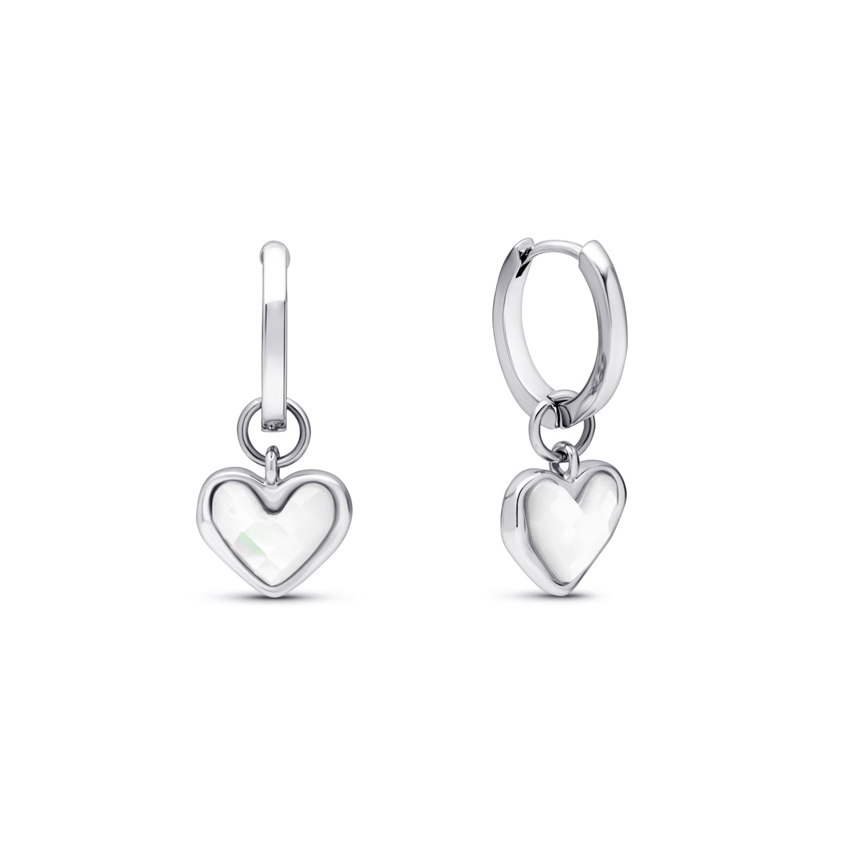 Huggie earrings in white quartz (silver) - TrendAura