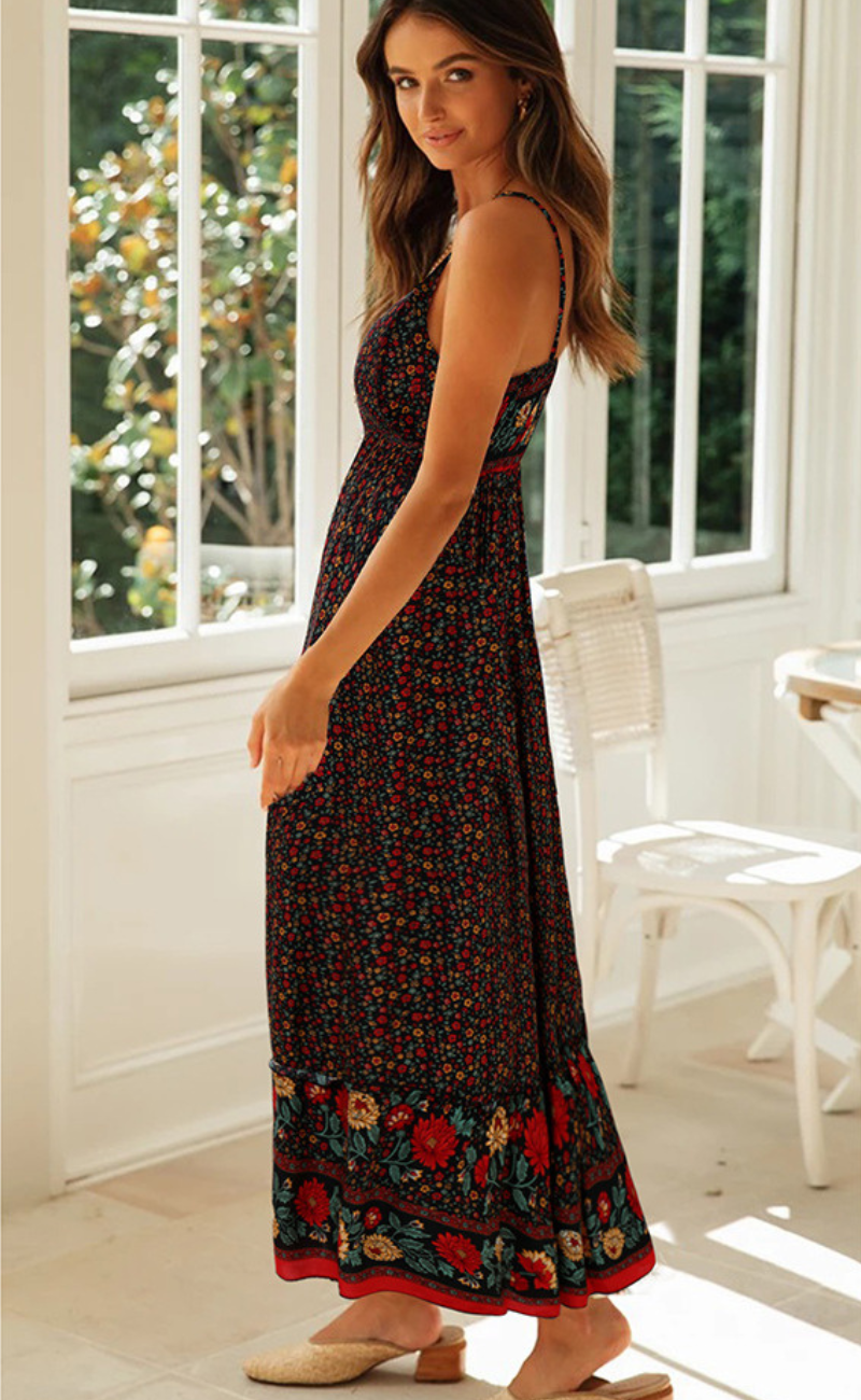 Beatrix | Bohemian Dress for Women with Floral Pattern and Empire Waist