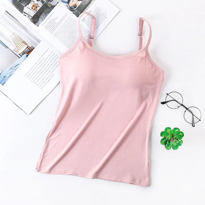 Women's tank top with built-in bra - seamless support and comfort
