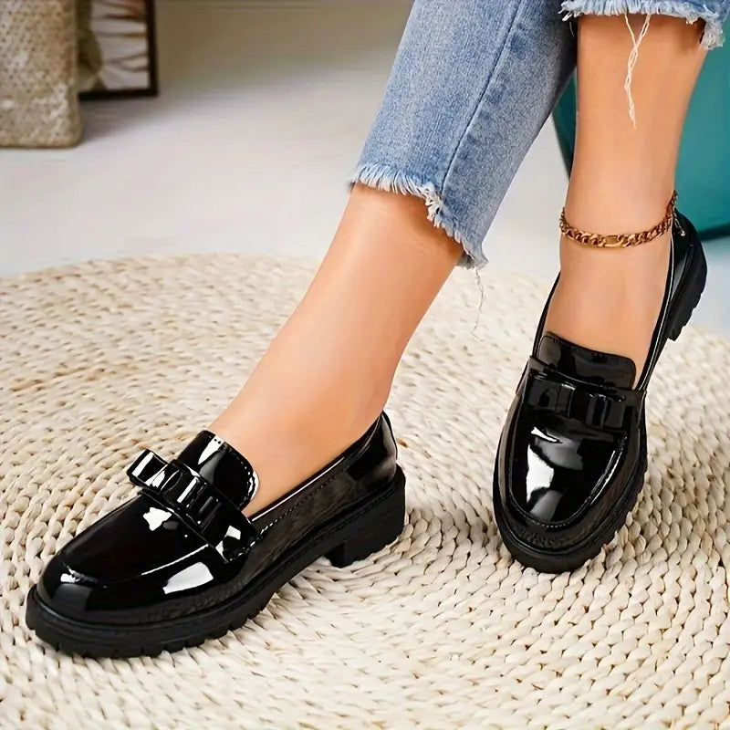 Beatrix | Women's Loafers with Chunky Heel and Bow Knot