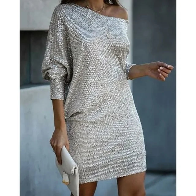 Eloura-Moda | Off-shoulder sequin mini dress