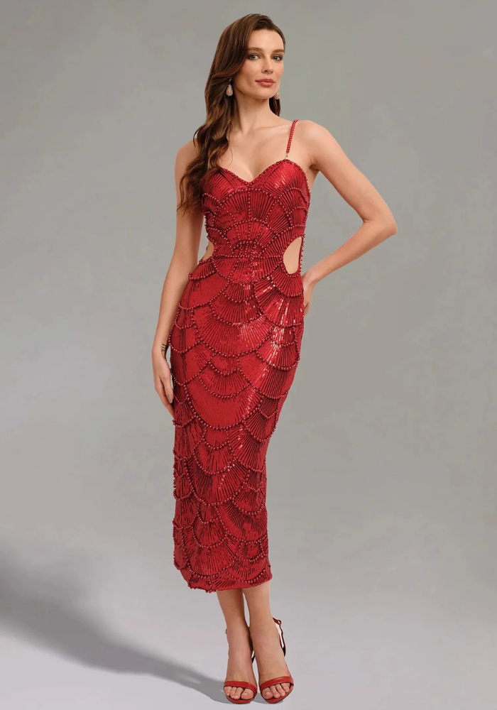 Women's Sparkling Fitted Dress | Midi