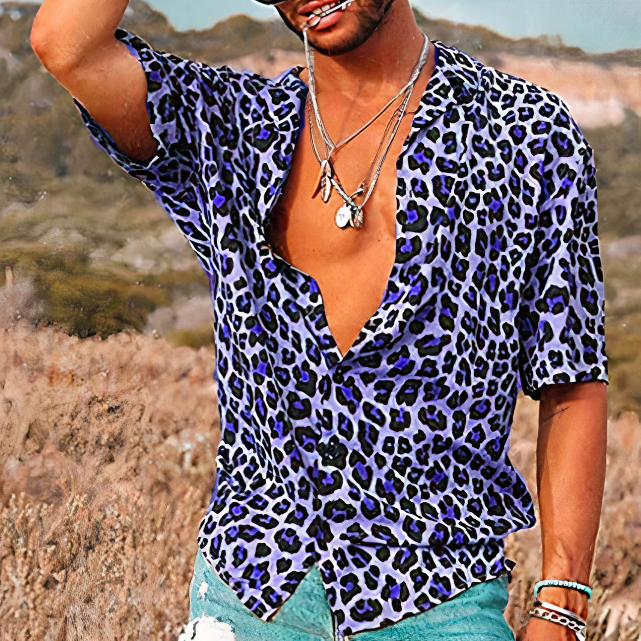 Summer Shirt For Men With Leopard Print | Short Sleeves