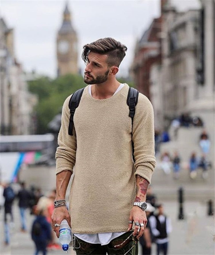 Declan | Stylish long knit pullover for men
