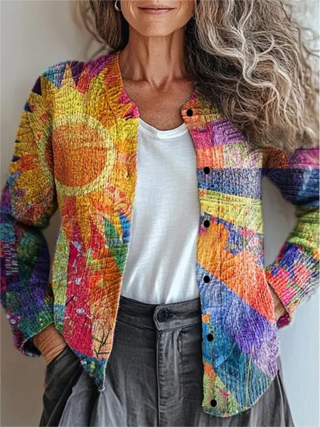 Women's Patchwork Print Cardigan | With Buttons