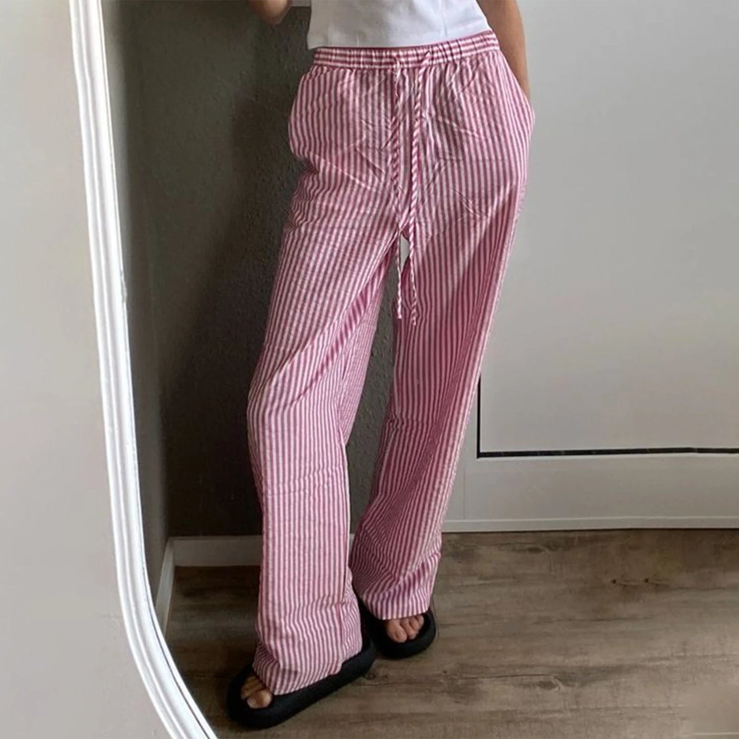 Striped pants for women, relaxed fit, elastic - Luna