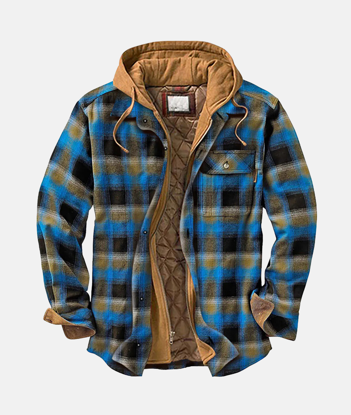 Eloura-Moda | Plaid flannel shirt with hood for men