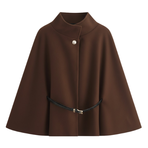 Cape Coats for Women with Bat Sleeves and Belt