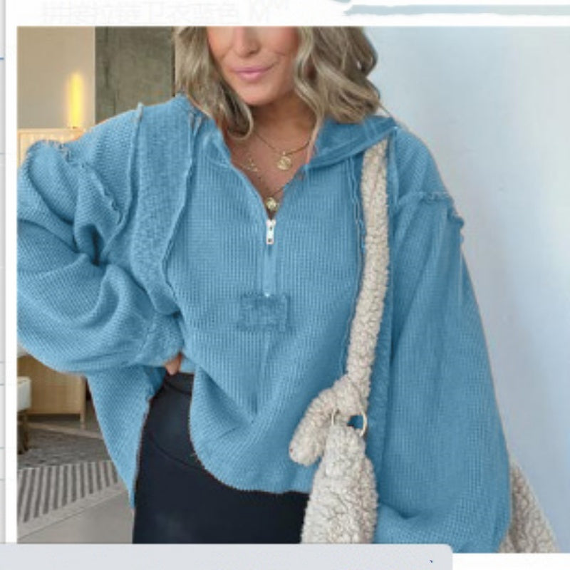 Women's sweater with irregular hem for autumn and winter