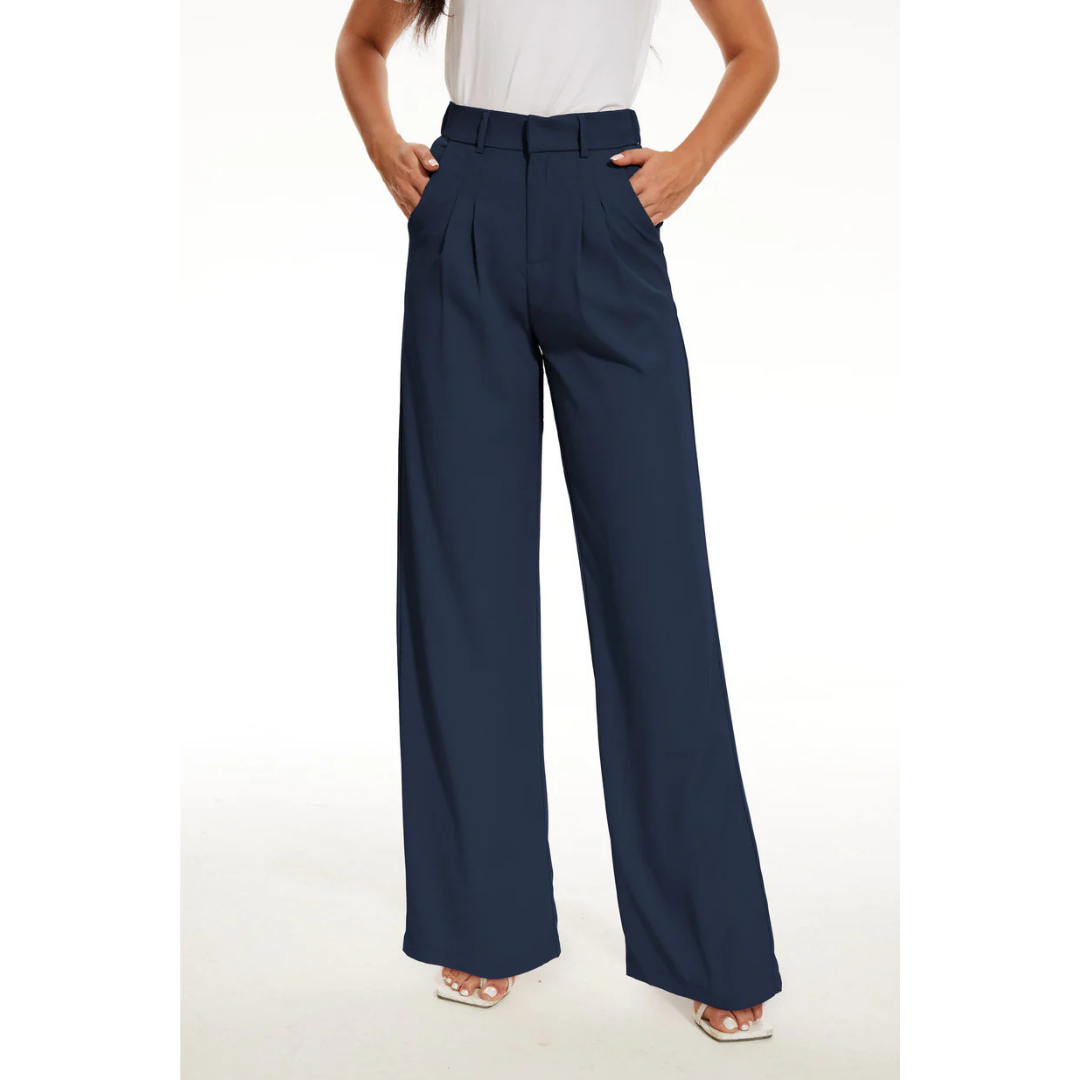 Womens High Waisted Wide Leg Work Trousers TrendAura — free download