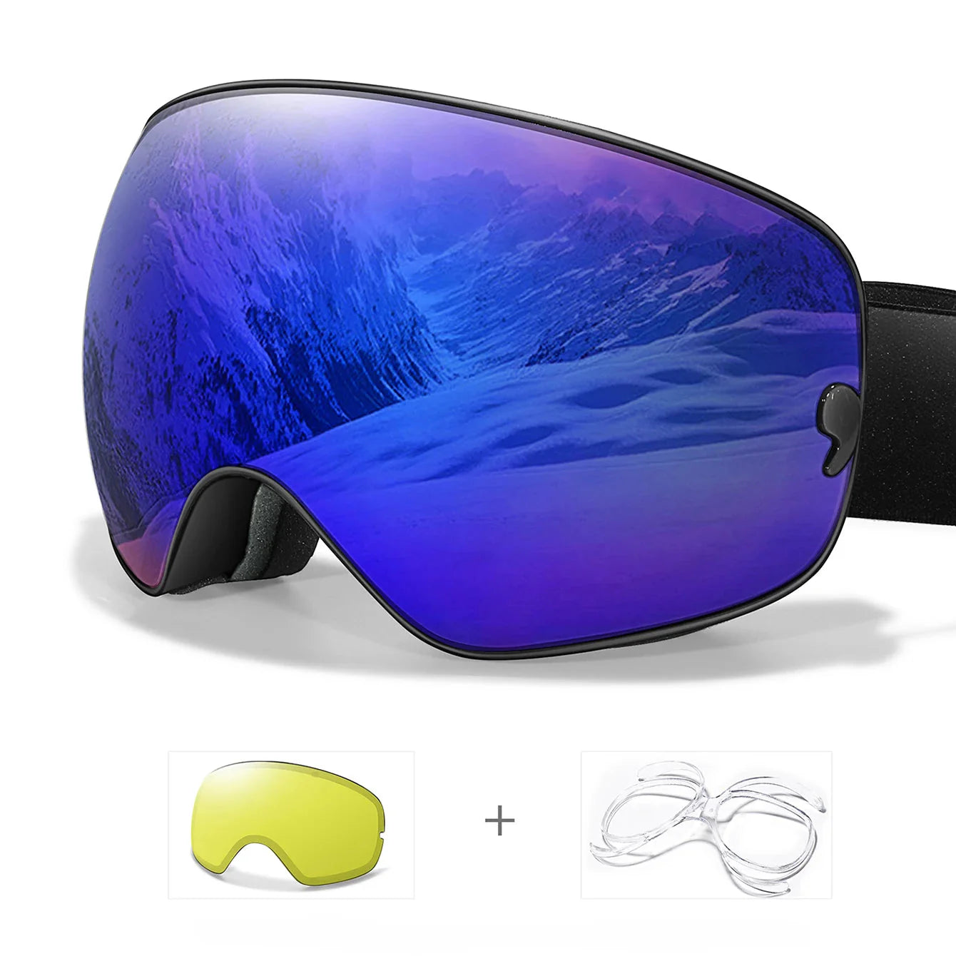 Anti-fog ski goggles with UV400 protection and night vision lens