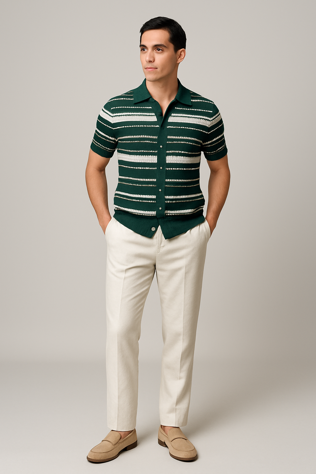 TrendAura | Classic Summer Striped Polo Shirt