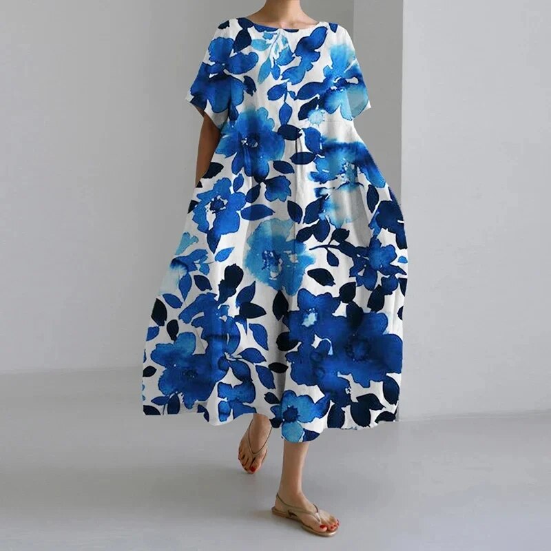 Women's cotton dress with floral print