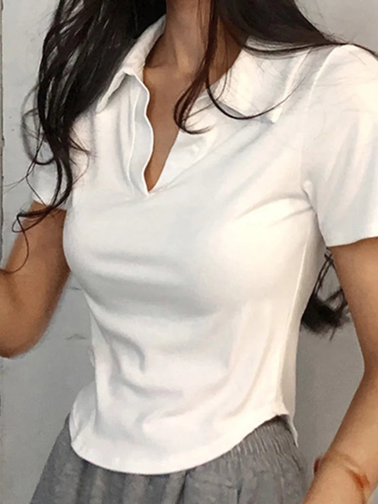 Women's short-sleeve V-neck blouse