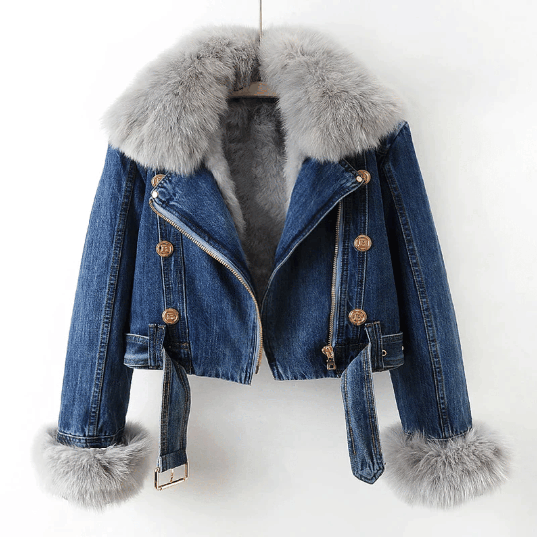 Denim jacket women with faux fur lining