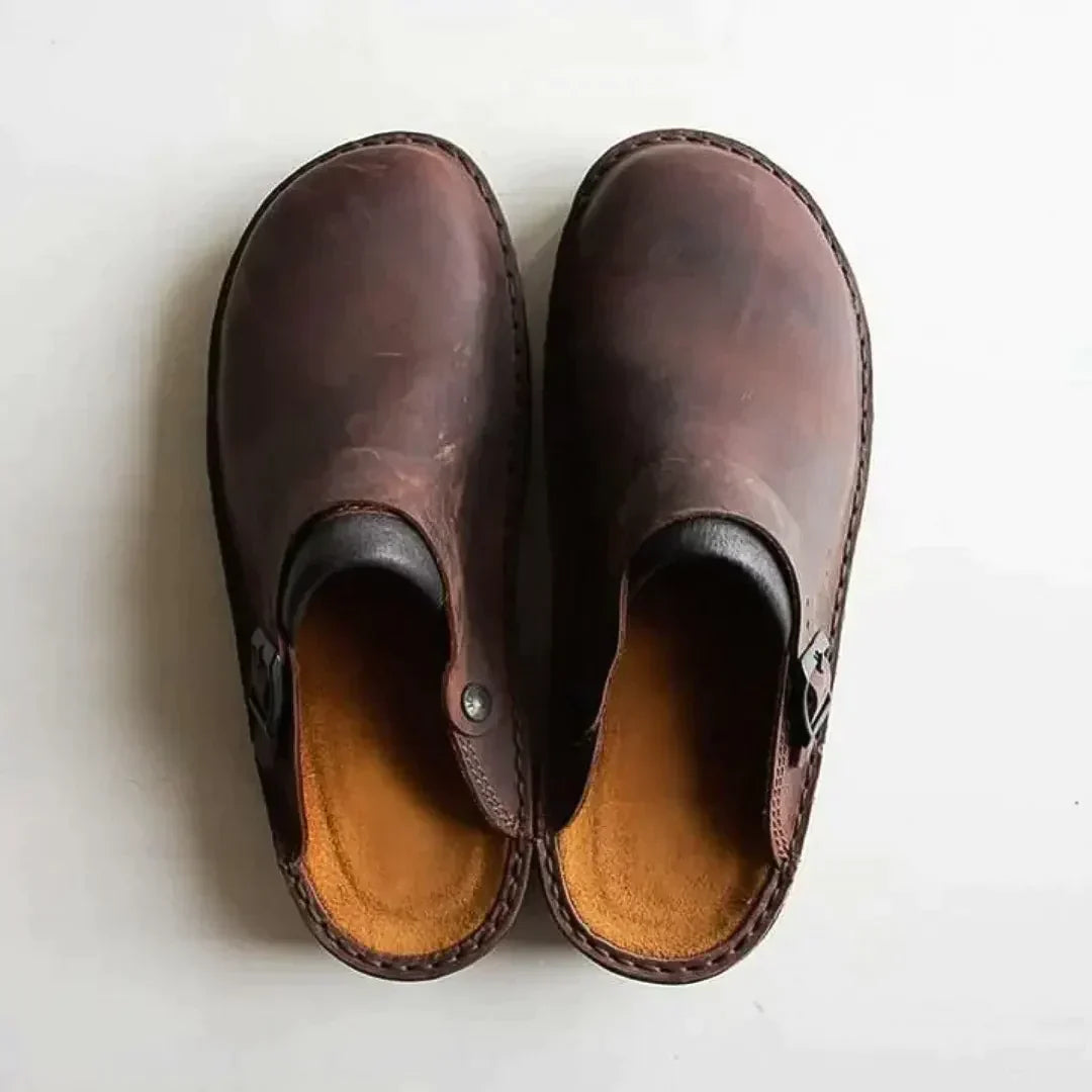 Ergonomic leather slippers
