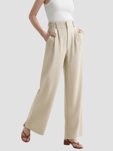 Elegant women's fabric pants with wide leg and high waist