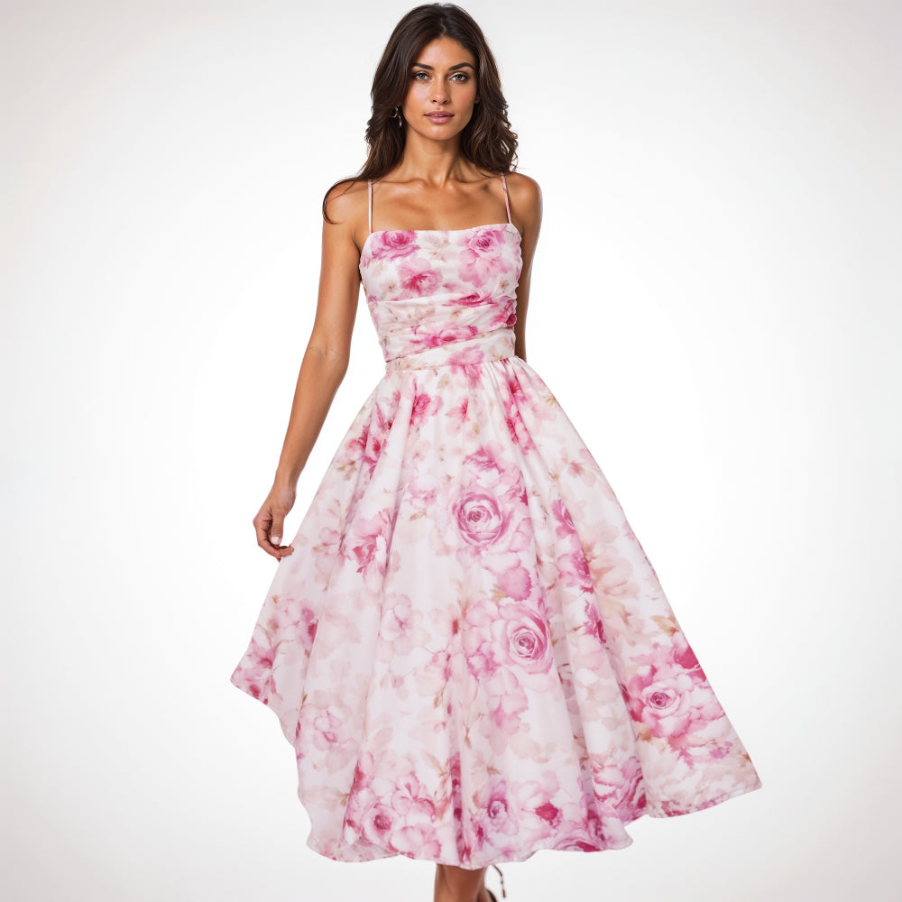 Elegant Floral Midi Dress for Women