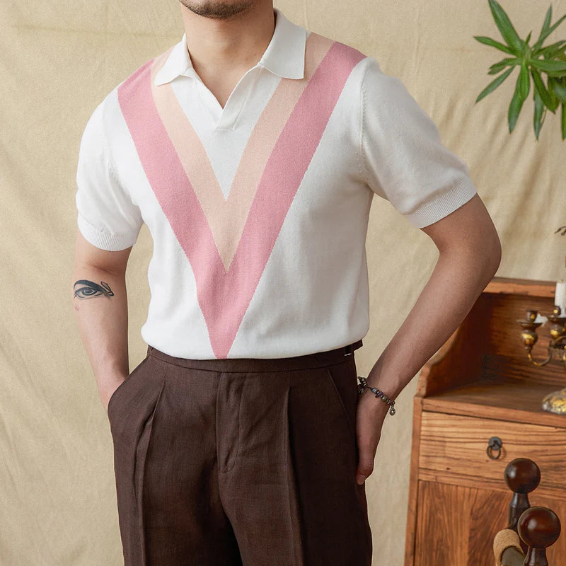 Elegant polo shirt made of silk blend for men