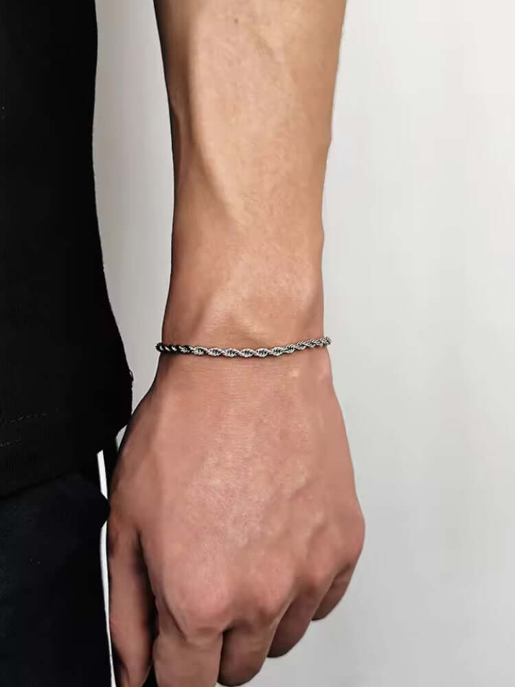Elegant rope bracelet made of durable metal for men