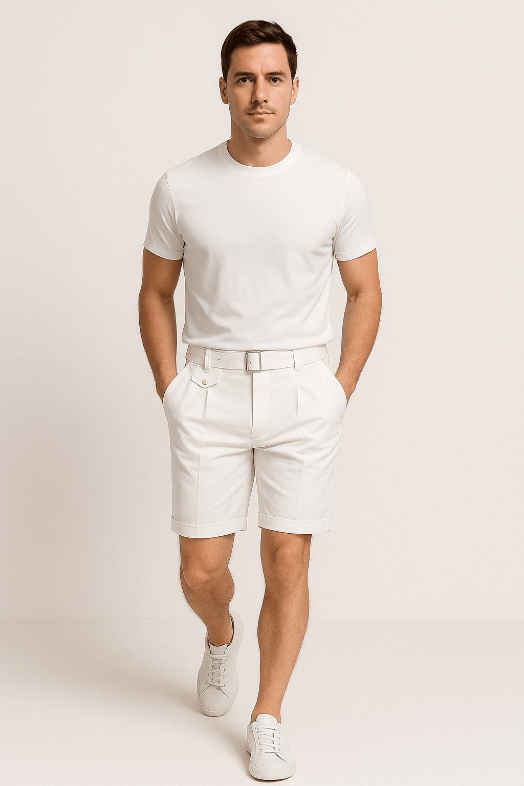 Shorts with adjustable belt buckles