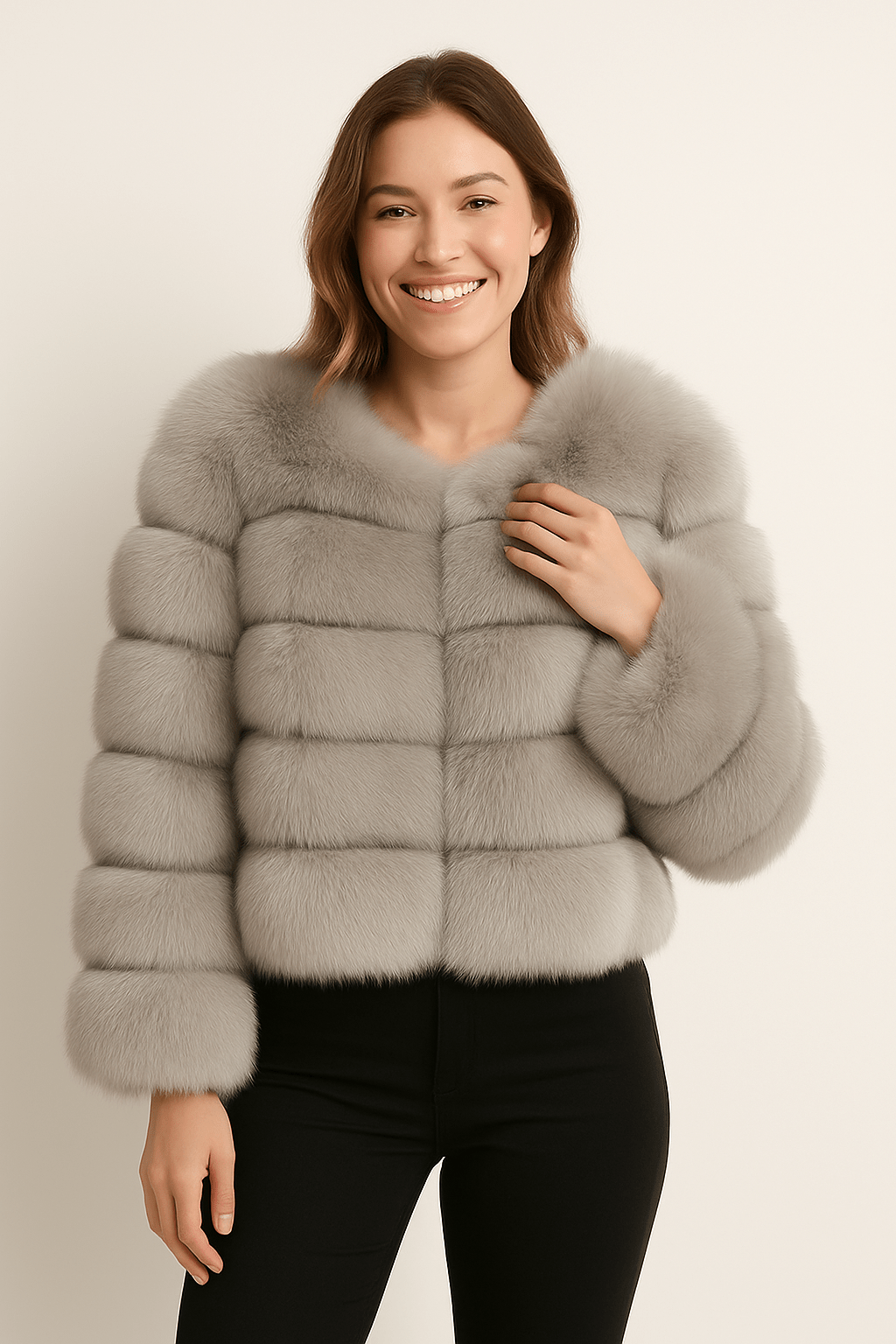 Fluffy faux fur jacket