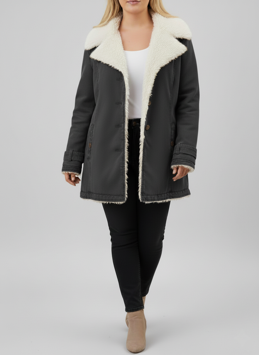 Eloura-Moda | Women's Warm Sherpa-Lined Winter Jacket, Plus Sizes