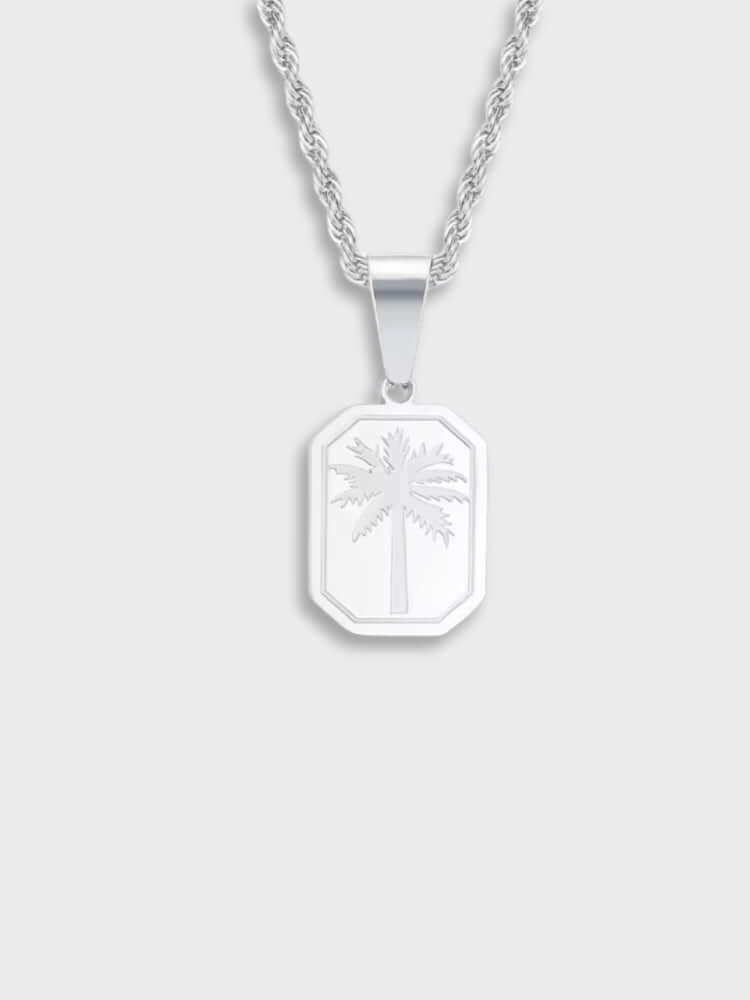 Stainless steel necklace with palm tree pendant