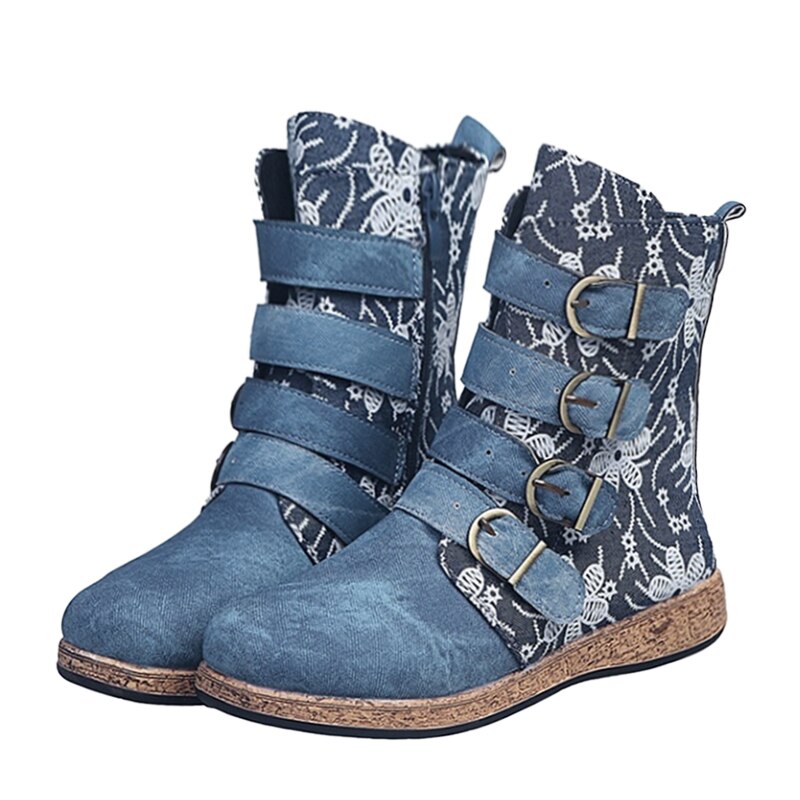Evelien | Crankshaft boots with retro metal and buckle decoration