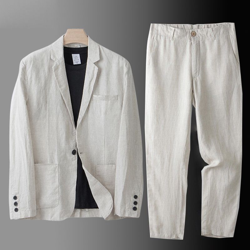 Sandro Men Linen Suit Set