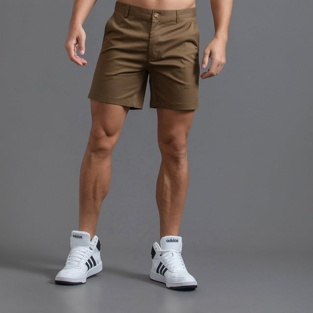 Short cotton chinos for men Mid-length Khaki