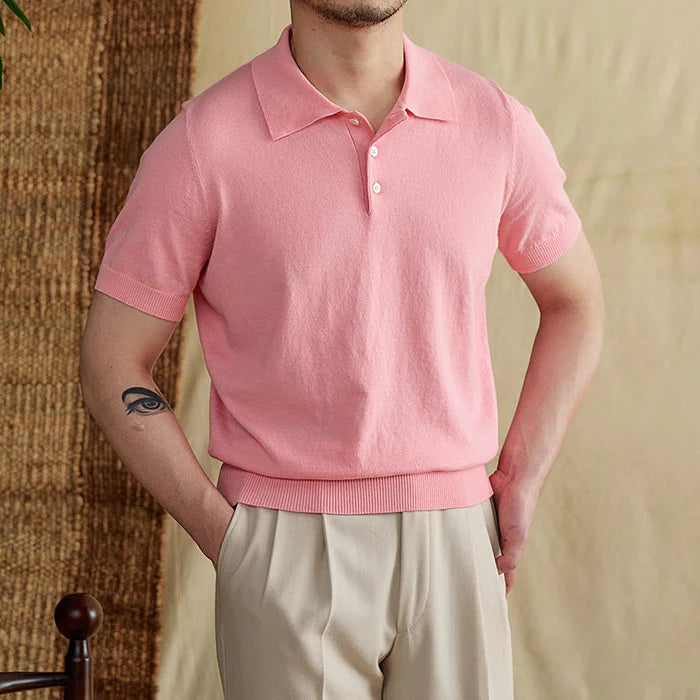 Classic Breathable Linen Polo Shirt Men
