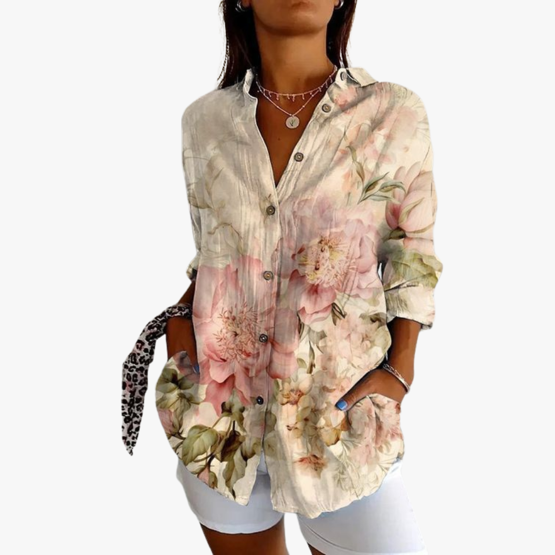 Beatrix | Embroidered Linen Blouse for Women with Handcrafted Embroidery
