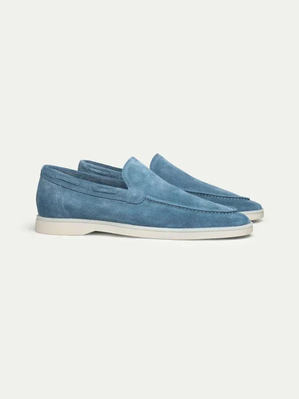 Premium Classic Light Blue Suede Loafers For Men – TrendAura