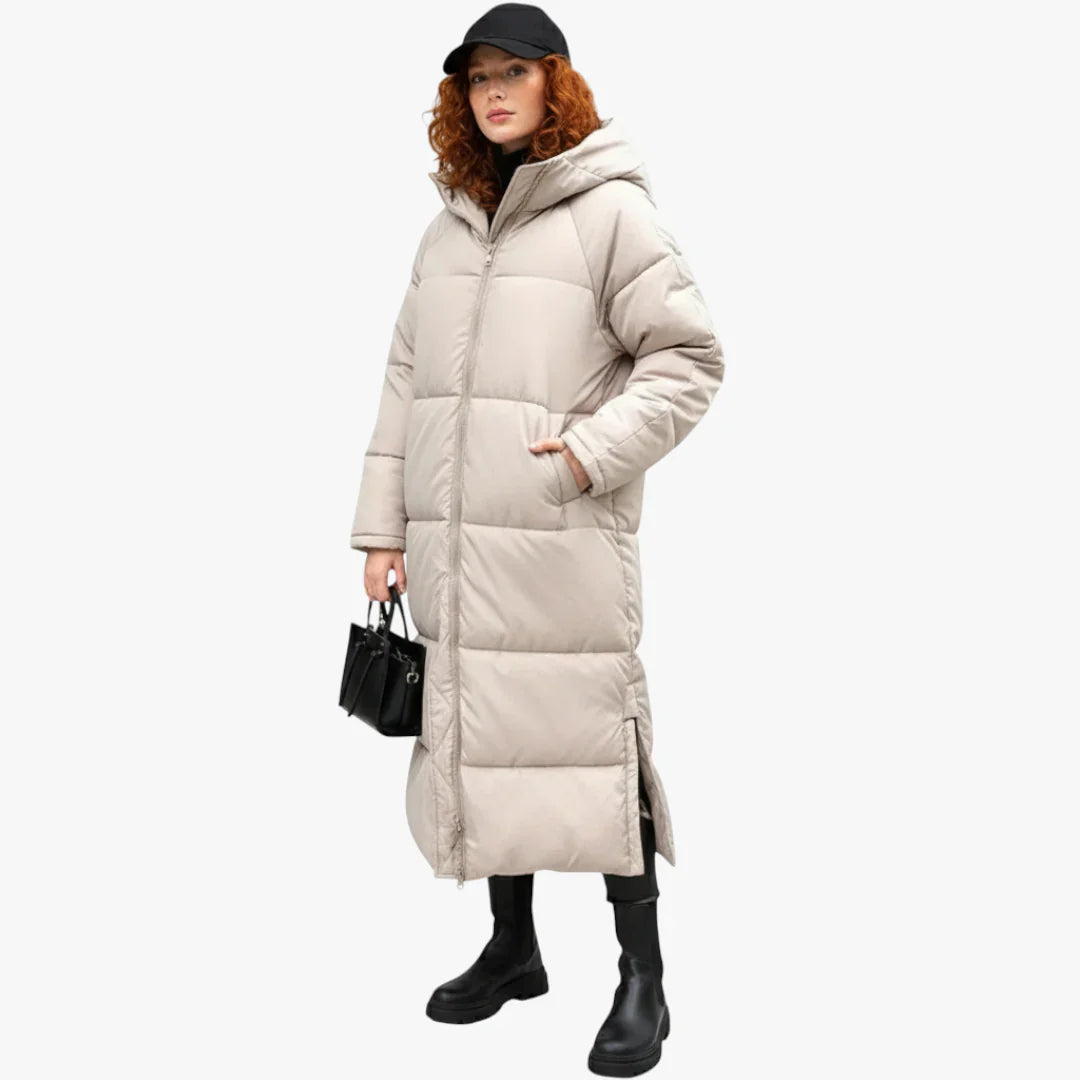 Aurora | Long warm quilted winter coat for women
