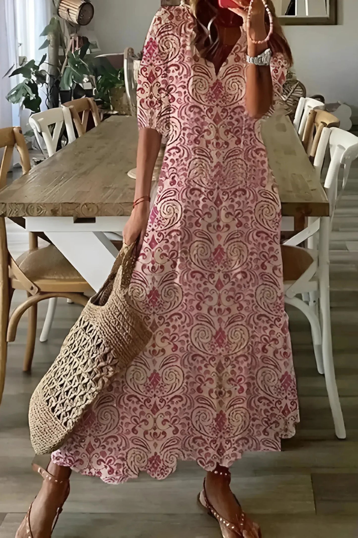 Women’s Boho Floral V-Neck Dress | Summer