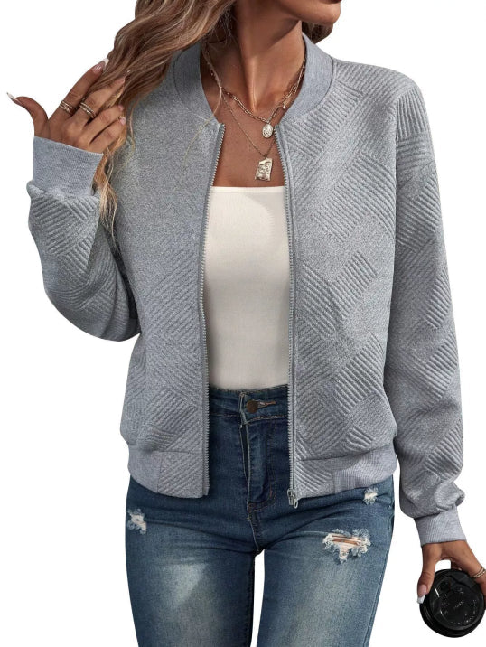 Women’s Textured Bomber Jacket | Zip Front