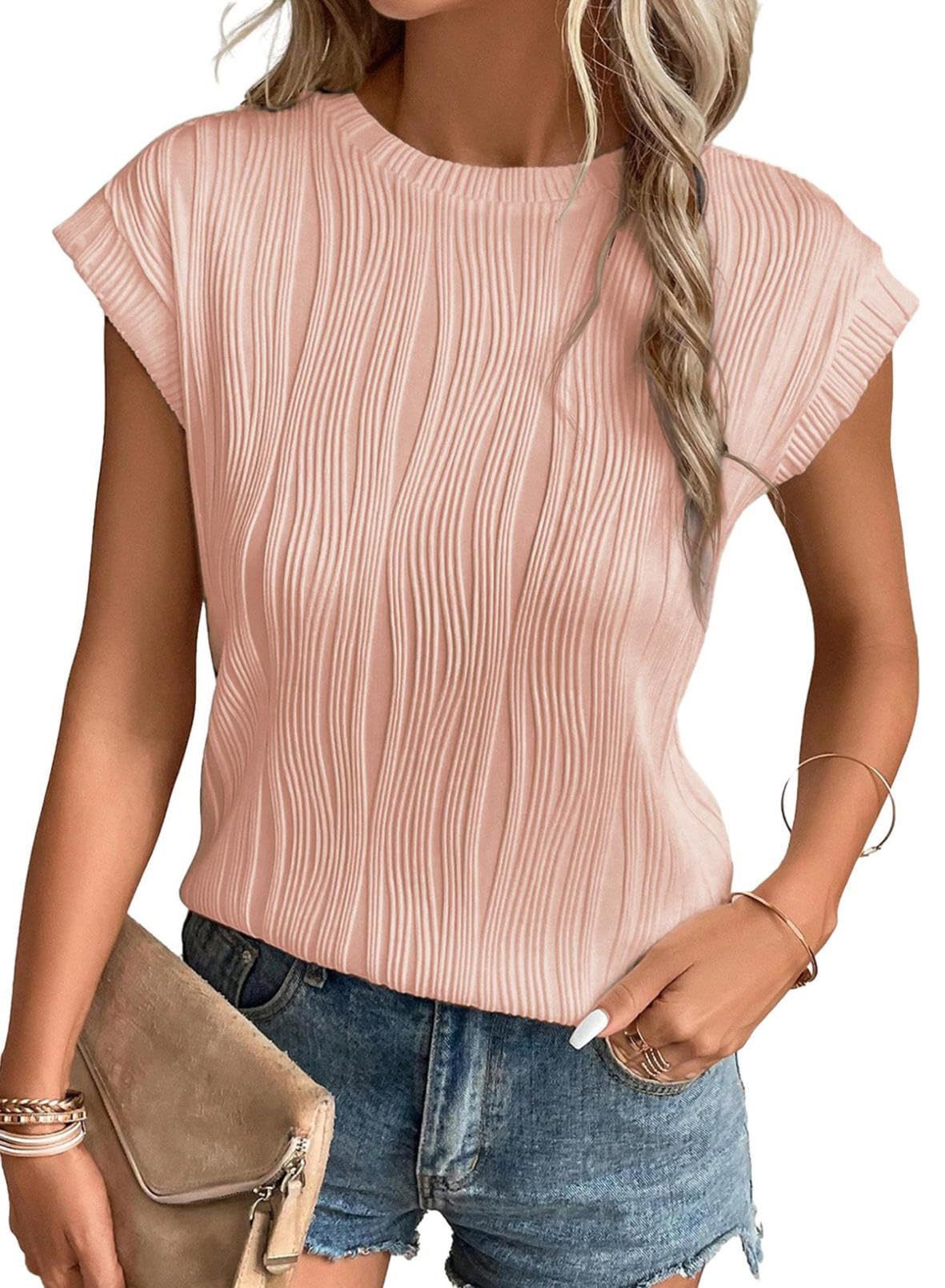 Casual round neck t-shirt for women - soft and elegant