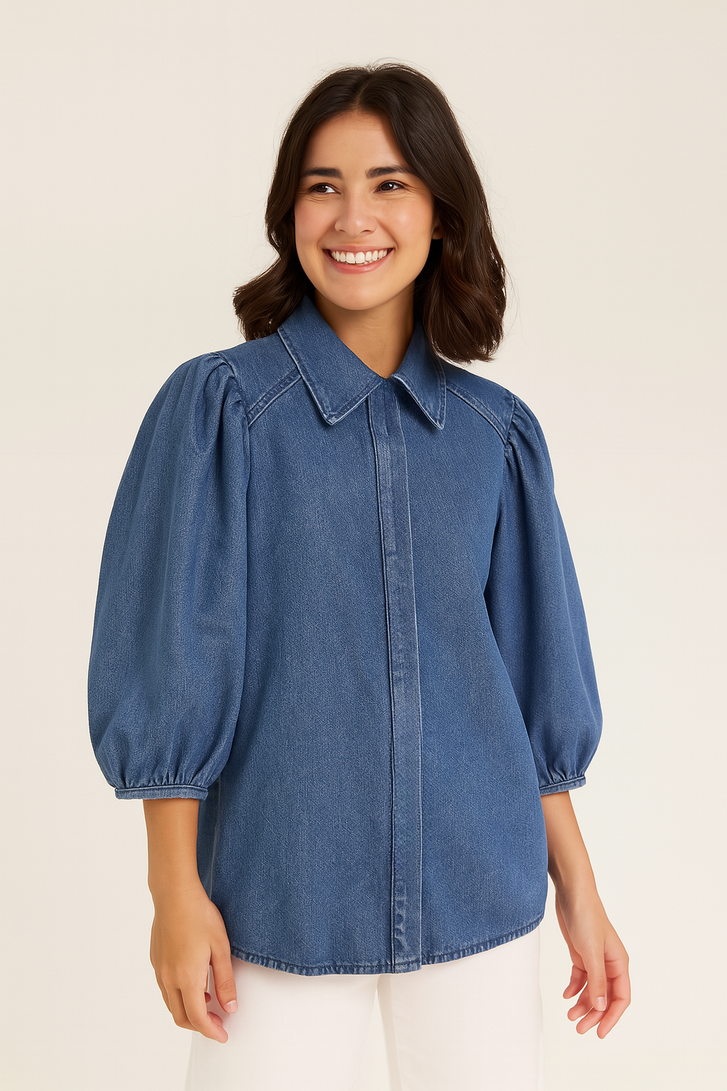 Blouse with puff sleeves