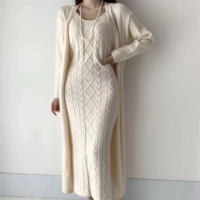 Women's Maxi Dress Set | Long Sleeve with Cardigan