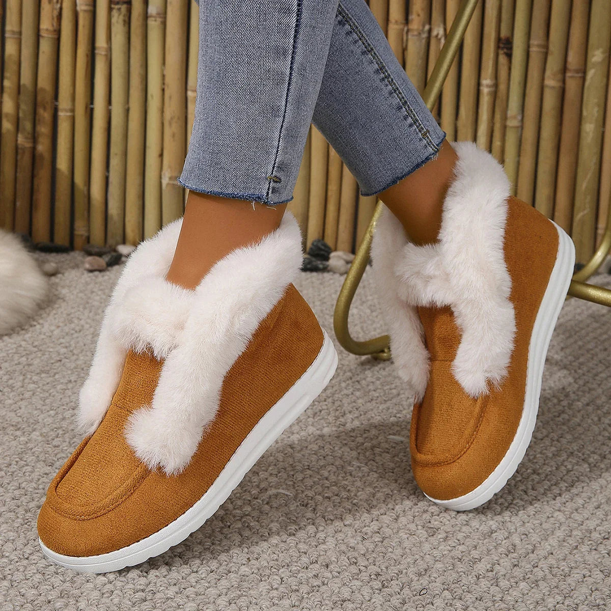 SnowLivia | Women’s Warm Plush Slip-On Snow Boots
