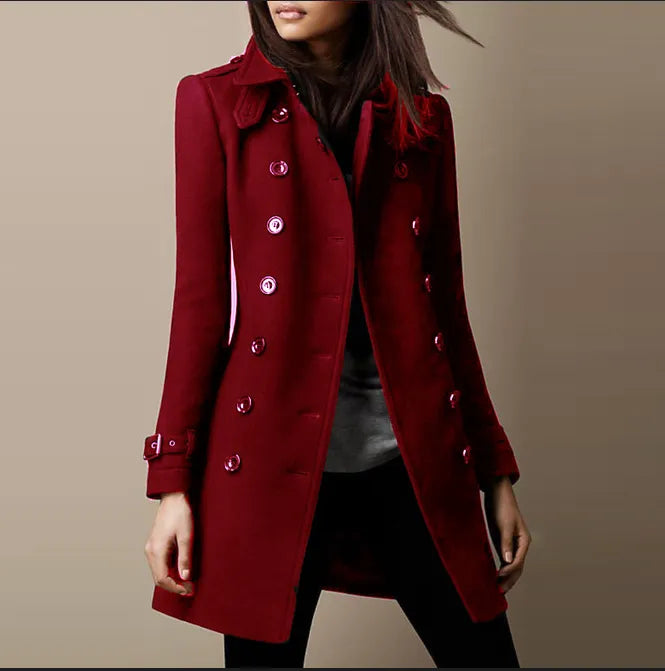 Women's Winter Trench Coat | Double-breasted & Mid-length